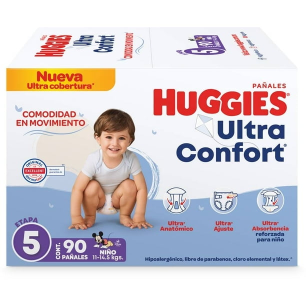 Pañales Huggies Ultraconfort Etapa 5 Niño 90 Piezas