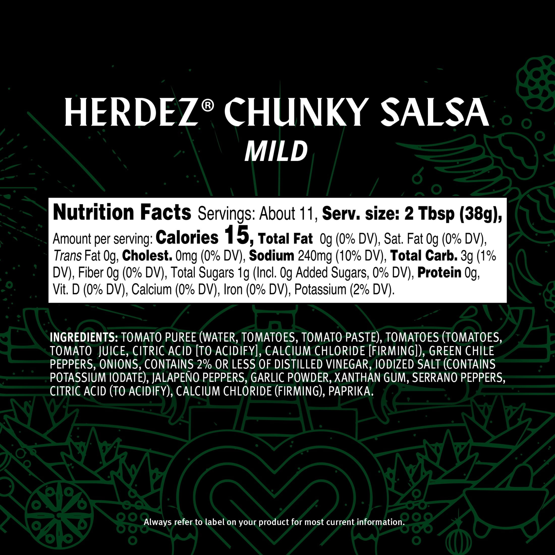 (3 pack) HERDEZ Chunky Salsa Mild, Tortilla Chip Dip, Shelf Stable, 15 oz  Glass Jar