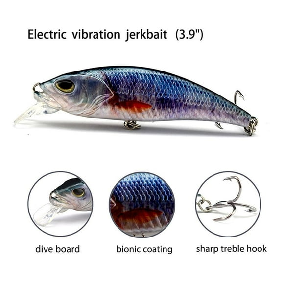 Luminous LED Fishing Lures Electric Rechargeable Green Hard Fishing Lure with Treble Hook for Bass Trout Freshwater Saltwater
