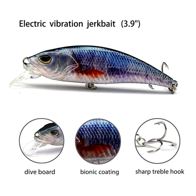 Señuelos de pesca luminosos LED, eléctricos, recargables, verdes, duros, con anzuelo triple para lubina, trucha, agua dulce y salada