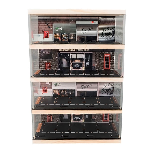 Tholdsy Caja de exhibición para niños, modelo de coche de juguete, estacionamiento, a prueba de polvo, resistente a caídas Kits de construcción modelo 4 capas Tholdsy FN012329-04