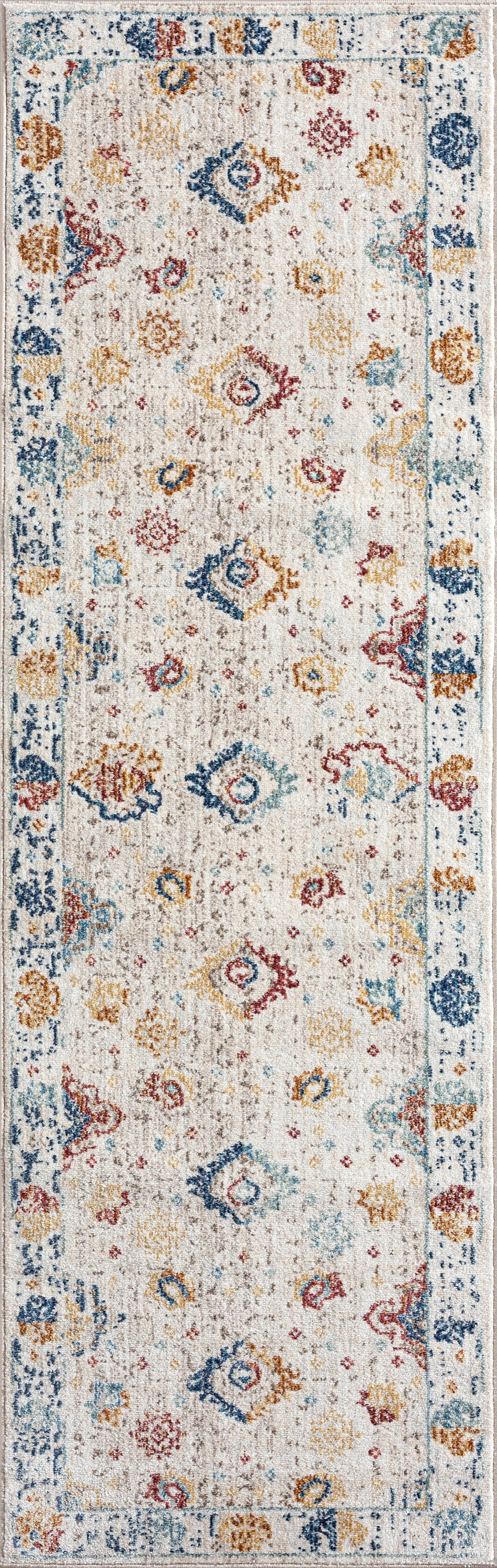 Bliss Rugs Floral Traditional Indoor Runner Rug for Hallway, Entryway, Kitchen, Gray ,2' x 8'