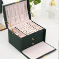thumbnail image 3 of ziyahi 3 Layer Jewelry Box Removable Dividers Case 36 Ear Studs Waterproof Green, 3 of 9