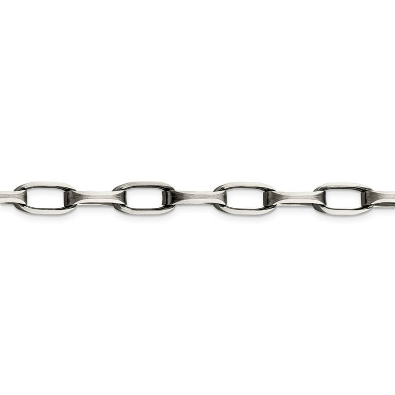 White Sterling Silver necklace Open Link chain 22 in 8 mm