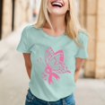 thumbnail image 2 of TSADFHJI Hauts pour Femmes 2TG T-Shirt Imprimé à Manches Courtes Col Rond Blouse m Vert Menthe, 2 of 5