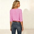 thumbnail image 5 of VBVC Women's Gingham 3/4 Sleeve V-Neck Top , Ladies' Lightweight Work Office Blouse , Plaid Summer Shirts For Women,Hot Pink,S-2XL, 5 of 8
