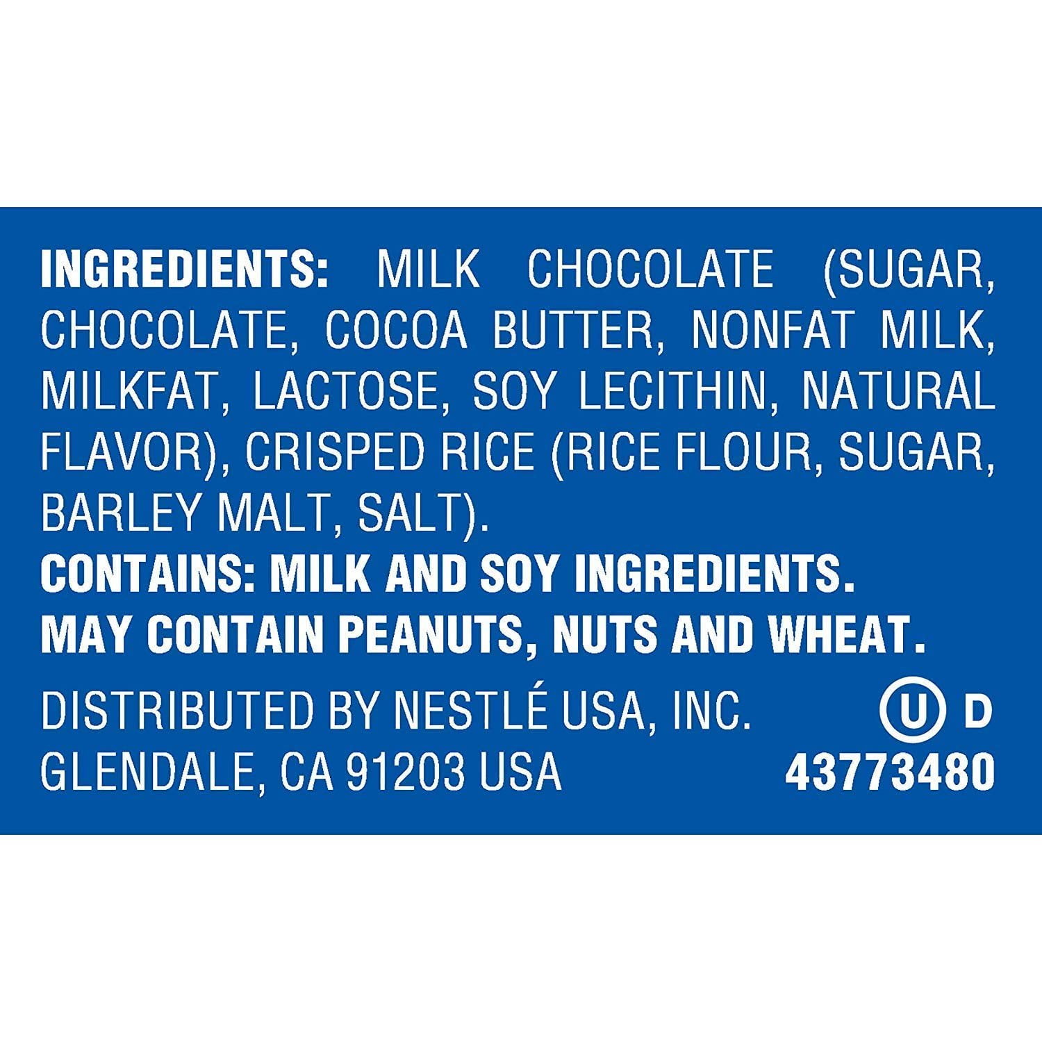 Crunch Snack Size Chocolate Bar - Creamy Milk Chocolate and Crisped Rice - Individually wrapped Snack Size Crunch Candy bars  Bulk Pack 2 Pound