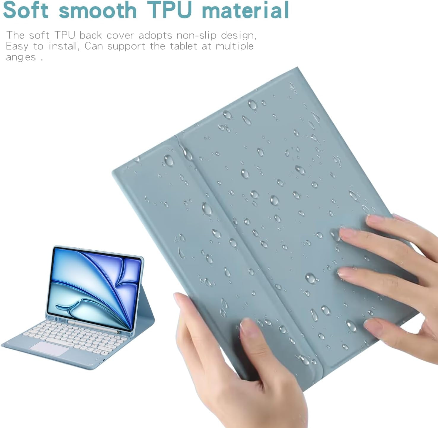 Touch Keyboard Case for iPad Air 6th Generation 11 Inch Case 2024/ iPad Air 5th/4th Gen Case 2022/2020 with Pencil Holder - Magnetically Detachable Touch Bluetooth Keyboard