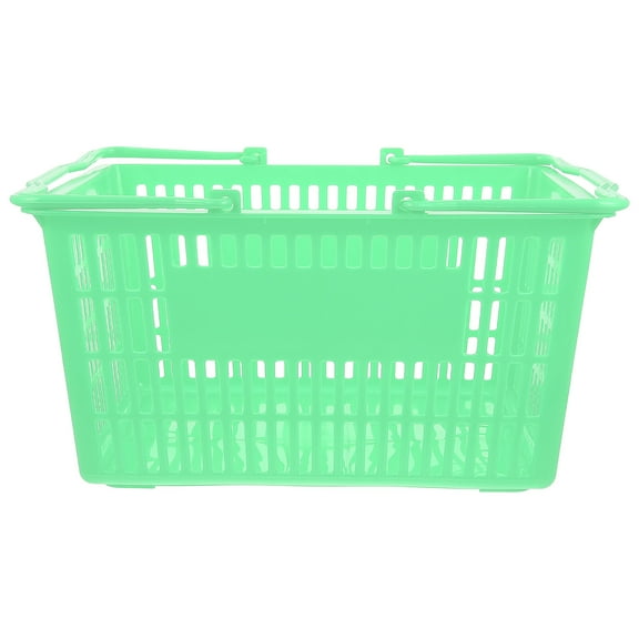 SKISUNO Storage Basket Plastic Basket For Supermarket Green 1Pcs 15.7X11.8X8.3In