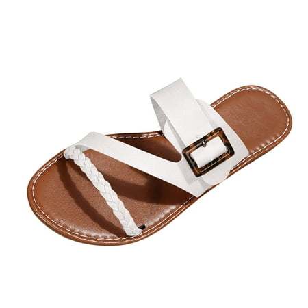 

Ladies Fashion Solid Color Leather Knitted Belt Buckle Decorative Flat Bottom Sandals Satin Slippers Women Slipper Moccasins Women