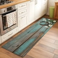 thumbnail image 2 of Runner Rug 2'x6', Daisy Flower Washable Non-Slip Hallway Runner Rugs, Vintage Horseshoes Farmhouse Wooden Grain Teal Bedside Rugs Floor Mats Carpet Runners for Kitchen Bathroom Laundry Room, 2 of 8