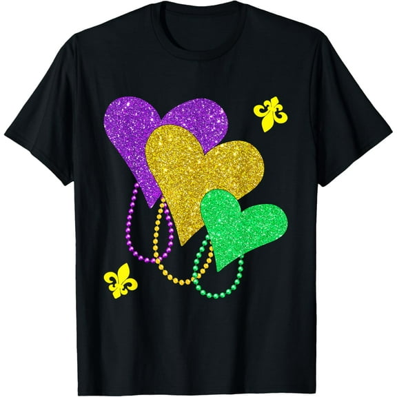 Mardi Gras Hearts Cute Outfit Women Girls Toddler T-Shirt Shirts