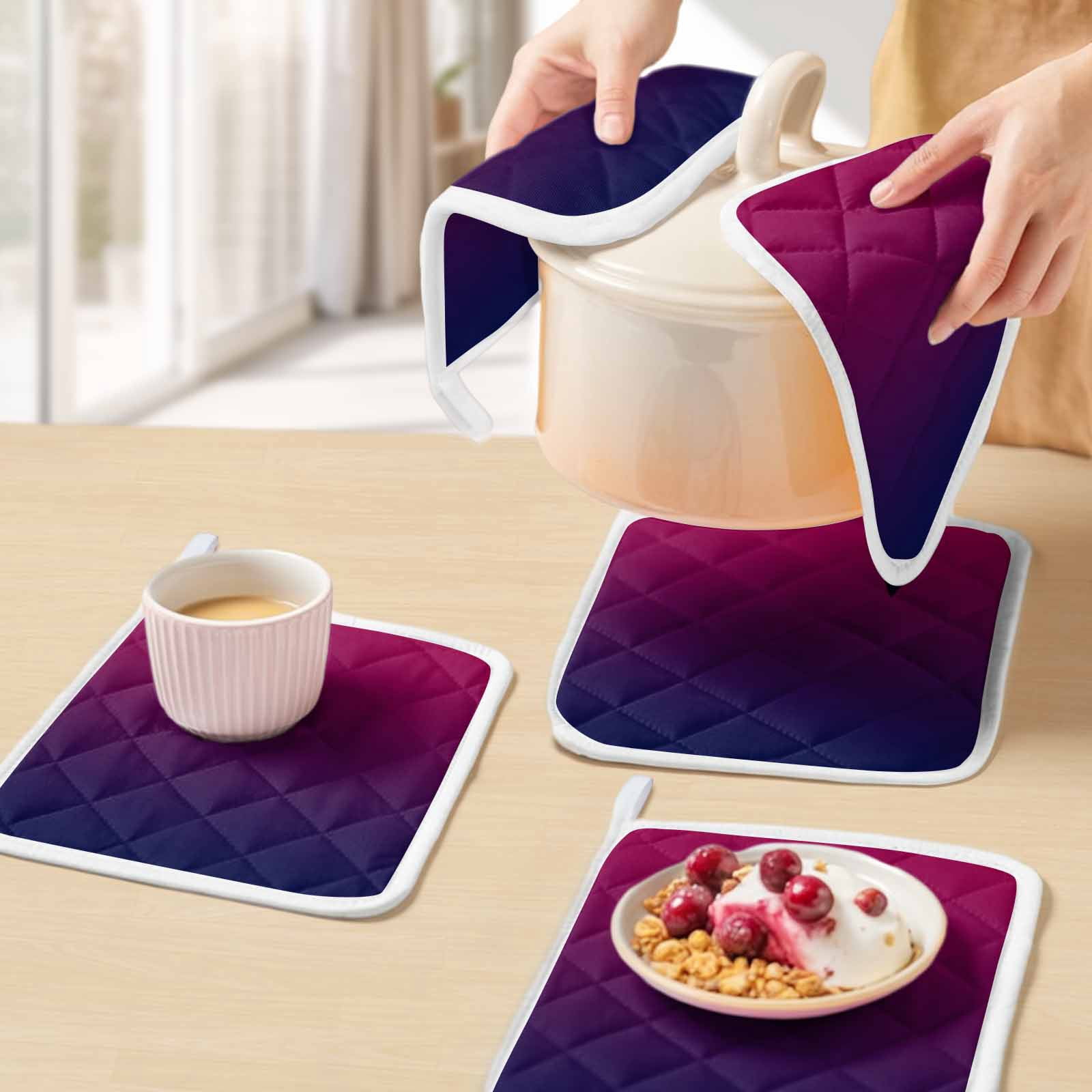 Red Black Ombre Pot Holders for Kitchen Heatproof Potholder, 5 Pack Modern Abstract Art Aesthetics Hot Pads Multipurpose Oven Pads Cloth Potholders Trivet for Cooking Baking