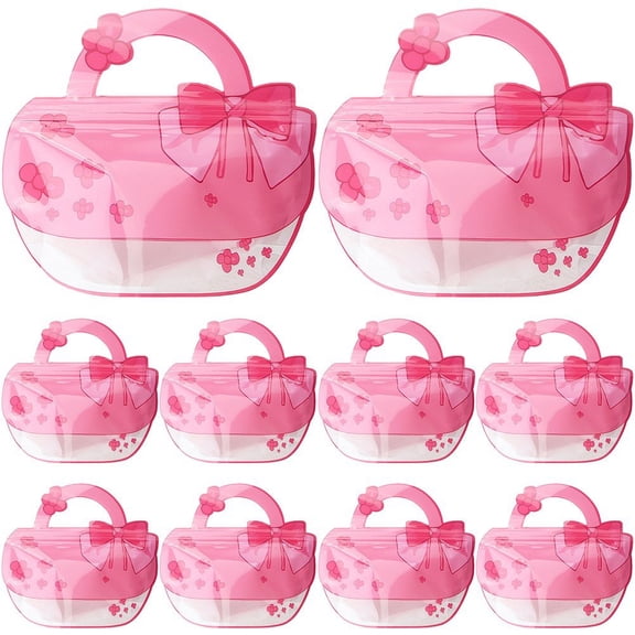 Wedding Candy Bags 10pcs Cute Bow Printed Self-Sealing Bags with Transparent Window Toteable Party Gift Bag for Birthday Wedding