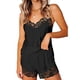 thumbnail image 2 of Conjunto de pijama sexy de encaje liso para mujer, con camisola y pantalones cortos, 2 piezas, tirantes ajustables, 2 of 5
