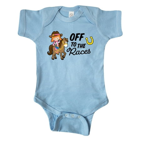 

Inktastic Off To The Races with Cowgirl on Horse Gift Baby Girl Bodysuit