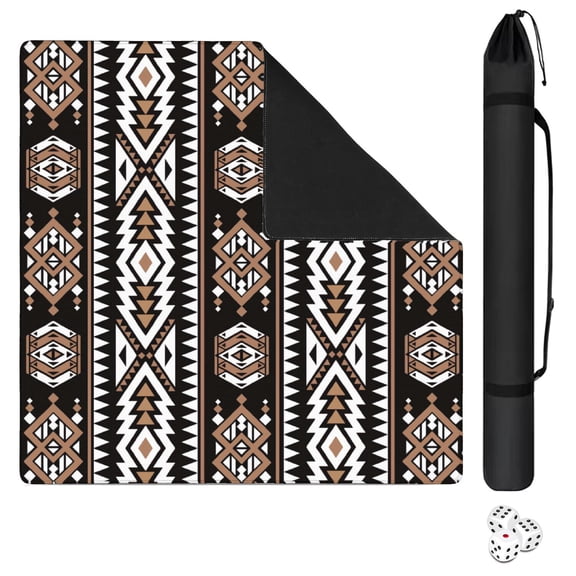Boho Inspired Large Non-Skid Rubber Pad for Game Tables 31.5 Inch Square Mahjong Playing Mat with Quiet Design for Tiles Cards and Family Entertainment