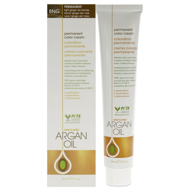 Color de pelo One n Only Crema de coloración permanente con aceite de argán 8NG Light Ginger Ale Blonde 3 oz