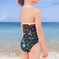 thumbnail image 4 of SEANATIVE Lace Up One Piece Bathing Suit Elastic Kids Bikini Swimsuit for Girls Size 7-8 T Casual Beach Swimwear Body Suits Colorful Star Moon, 4 of 5