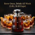 thumbnail image 4 of - Cold Brew Coffee Maker (2.0L/68Oz), Sleek Wave Borosilicate Glass Pitcher with Stainless Steel Filter, Airtight Lid + Wide Spout Comfort Handle, Effortless Manual, Sophisticated Gift, 4 of 5