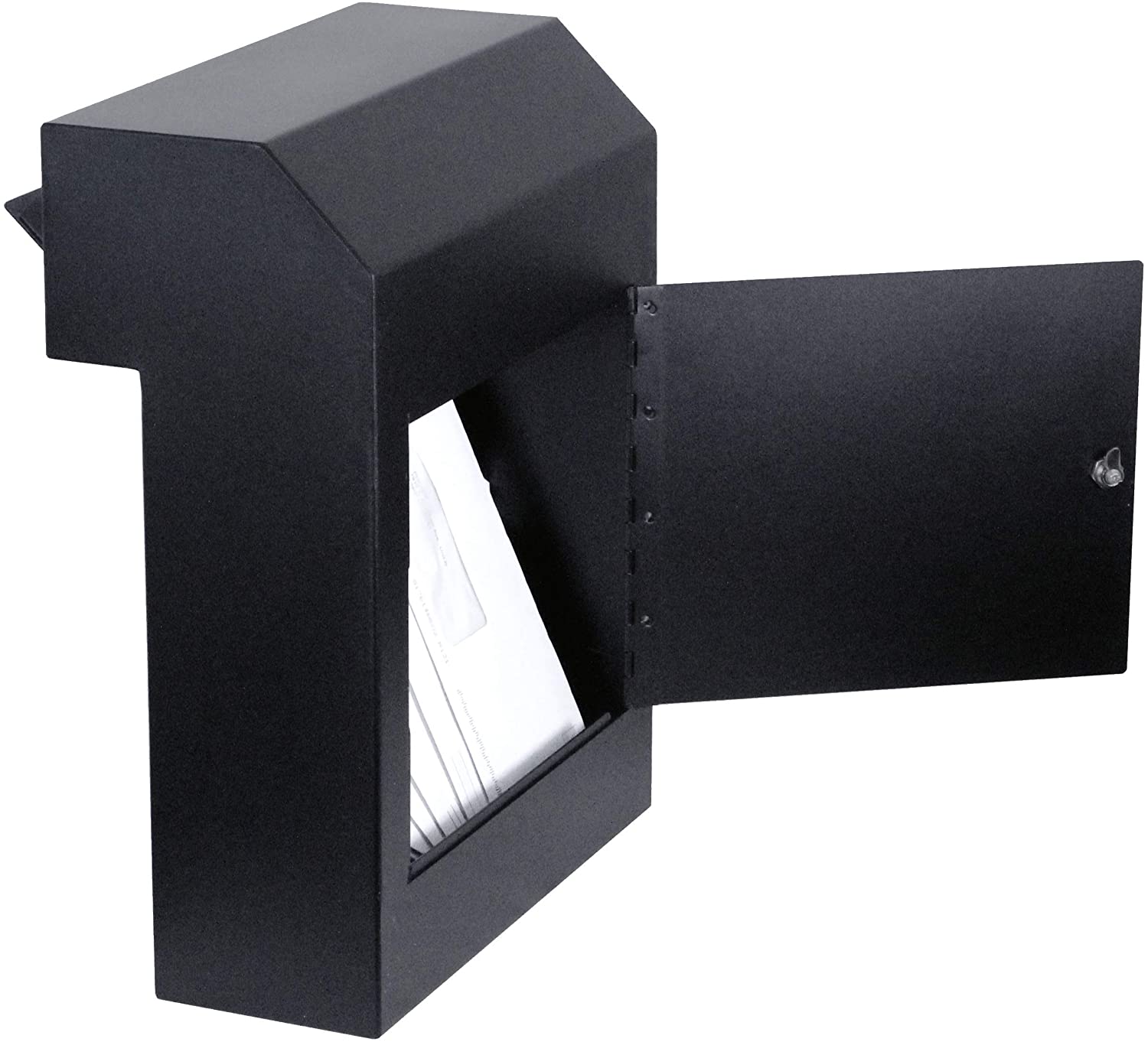 POCHAR Mailbox Slot Drop Box for Mail Delivery, Key Return, Deposit | Door Mount Installation Steel Mailbox with Locking Cabinet | Black