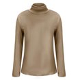 thumbnail image 5 of ZQGJB Plus Size Women's Mock Turtle Neck Slim Fit Long Sleeve T Shirt Tight Tops Tee Lightweight Comfy Basic Solid Plain T-Shirts Tunic Blouse Khaki M, 5 of 5