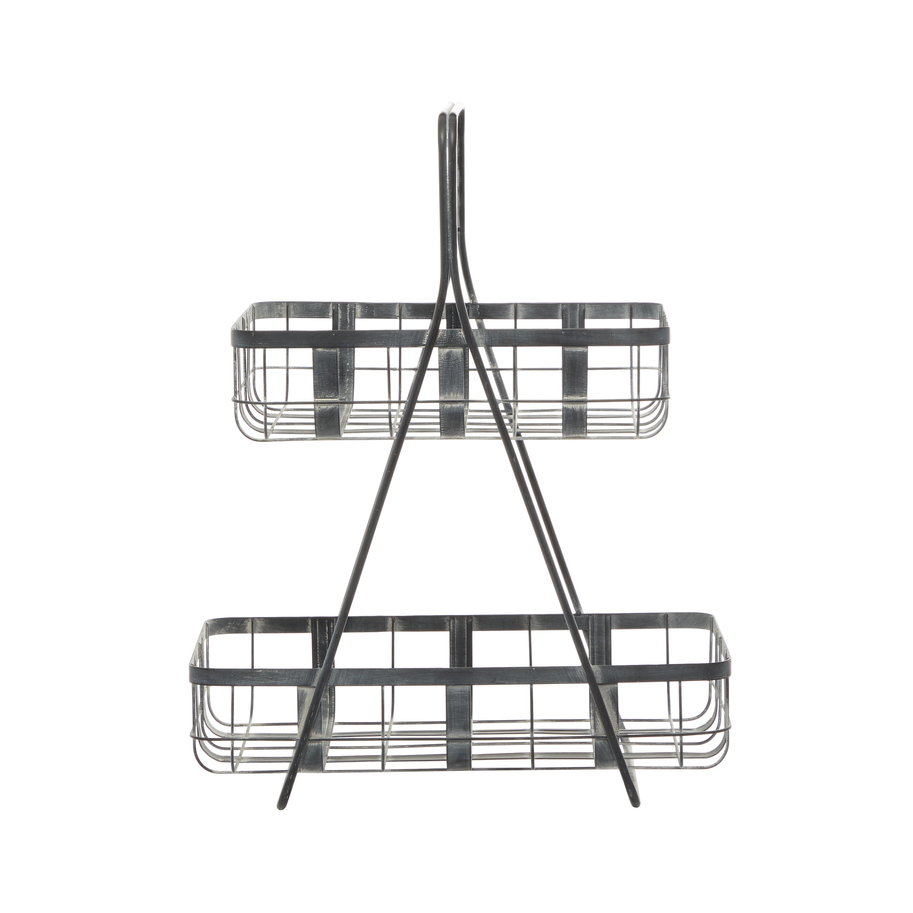 DecMode 18" x 23" Gray Metal Grid Storage Basket, 1-Piece