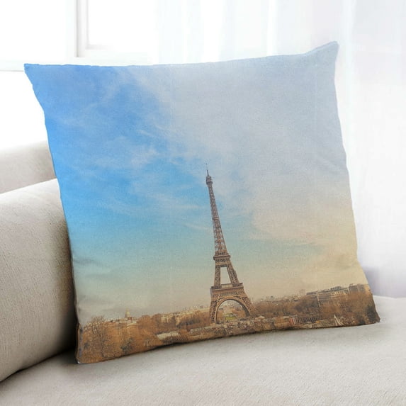 Ahgly Company Sites Eiffel Tower Indoor Throw Pillow, 18 inch by 18 inch