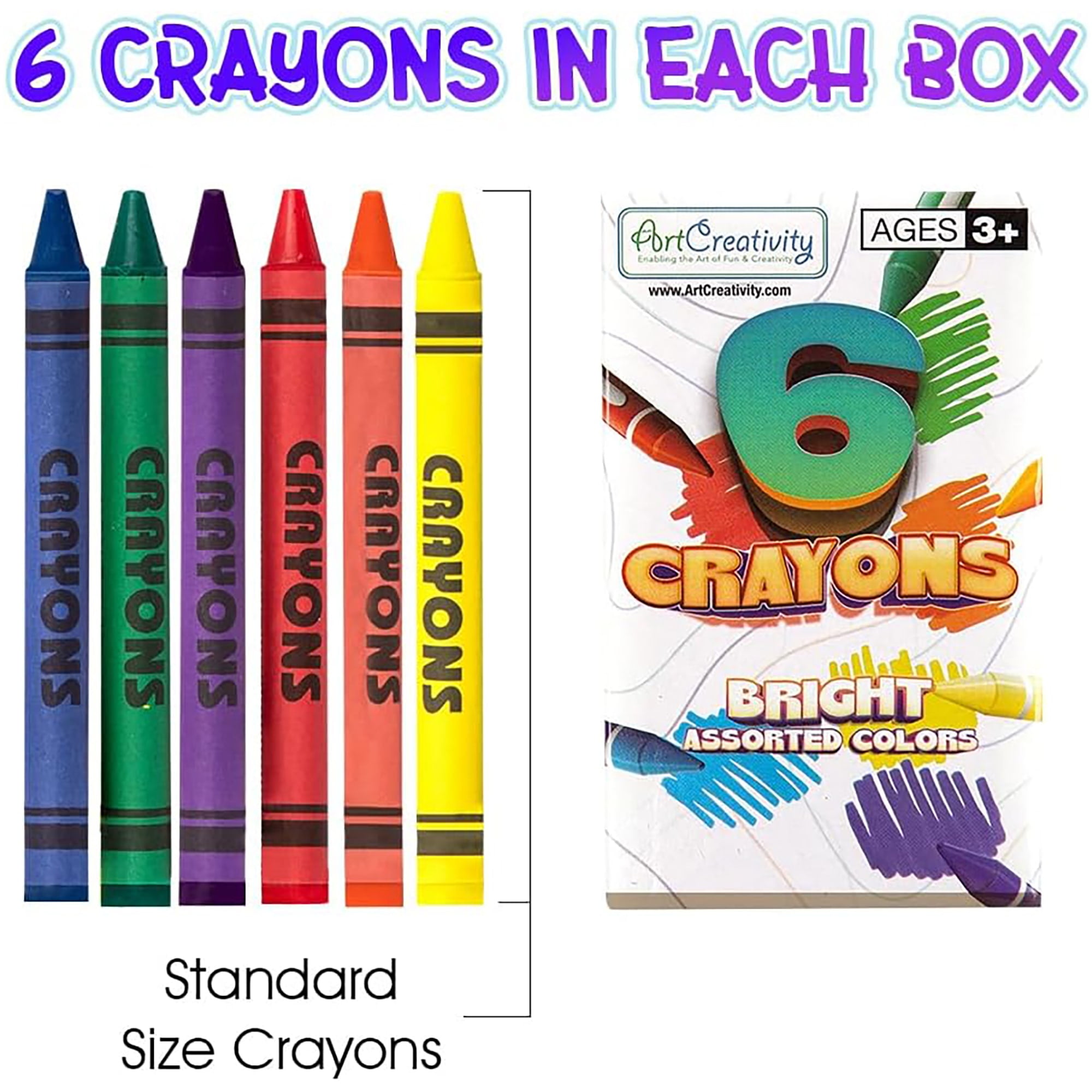 ArtCreativity: Crayons Bulk Set - 150 Packs - 6ct Individual Boxes (900ct Total) - Kids Art Supplies For School Classrooms, Daycare, Party Favors