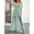 thumbnail image 4 of Off-Shoulder Maxi Dress with Textured Detailing (S, Blue), 4 of 6