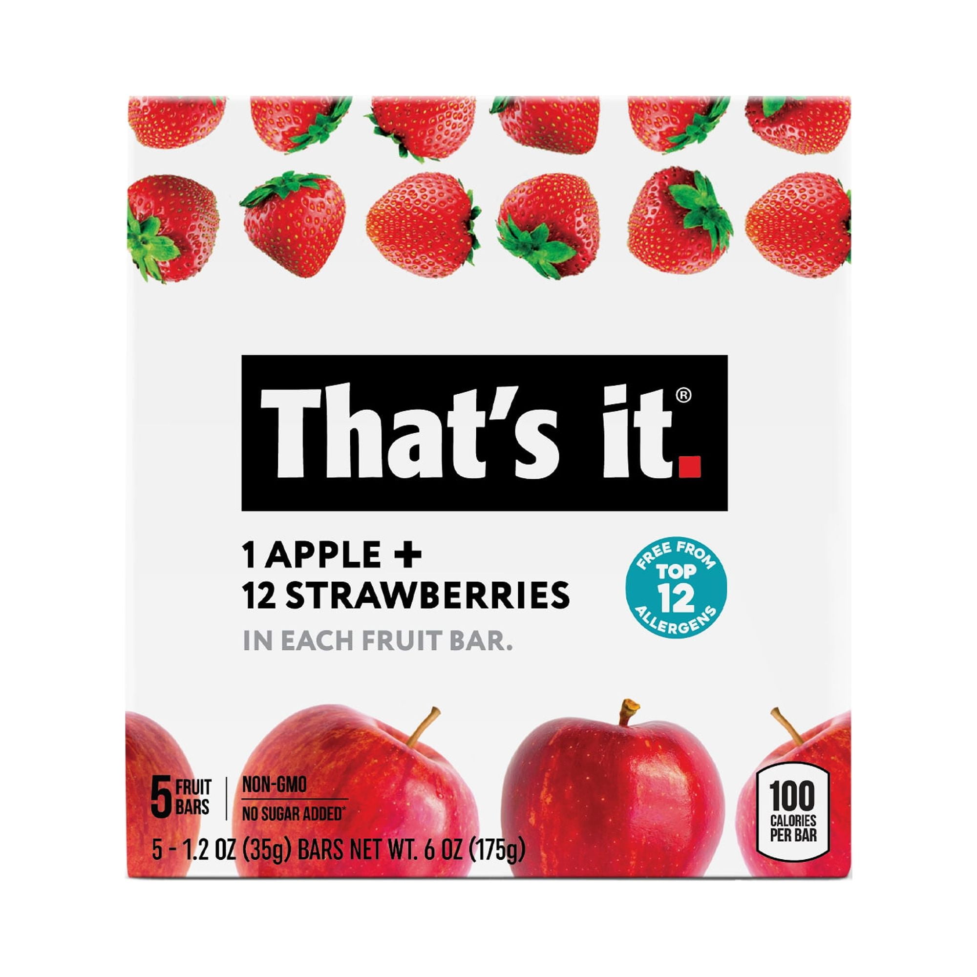 That's it. 100% Natural Gluten-Free Soft & Chewy Apple + Strawberry Fruit Bars, 1.2 oz , 5 Count Box