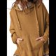 thumbnail image 2 of Sudadera con Capucha Extragrande para Mujer, Jersey con Mangas Murciélago y Cuello Redondo, Jersey con Diseño de Gofre Marrón L, 2 of 9