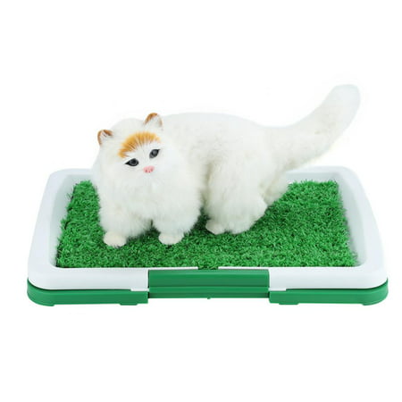 Akozon Indoor Puppy Dog Pet Potty Mat Grass Pad with Mesh+Collection Tray Home Indoor Restroom Toilet Pee Training, Potty Mat with Tray, Potty Mat, Grass House (Best Way To Toilet Train A Puppy)