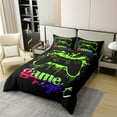 thumbnail image 2 of Literie de Jeu Moderne 100 % Coton pour Garçon Adolescent Taille Simple, Housse de Couette Réversible Douce et Confortable, Housse de Couette de Jeux Vidéo, Ensemble de Lit Doux et Respirant pour Joueur, Vert Noir (Sans Couette), 2 of 6