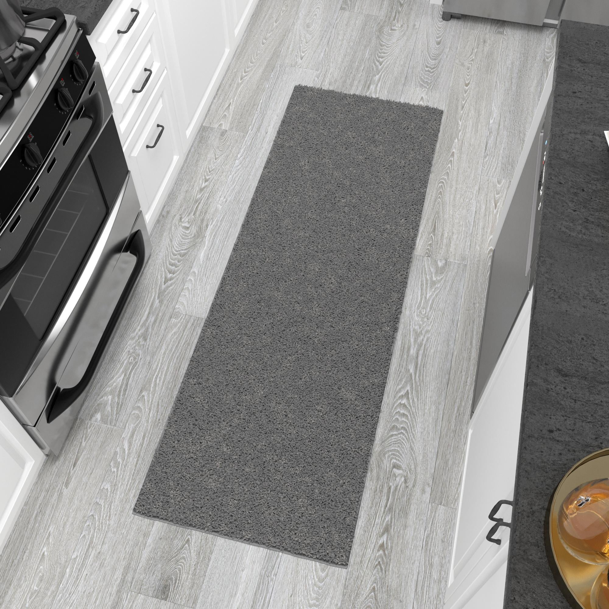 Ottomanson Deluxe Non-Slip Rubberback Solid 2x5 Soft Indoor Runner Rug, 20" x 59", Gray