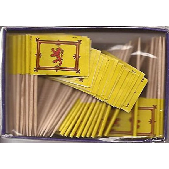 25 Box Wholesale Lot of Scotland Lion Toothpick Flags, 2500 Small Mini Scottish Lion Flag Cupcake Toothpicks or Cocktail Picks