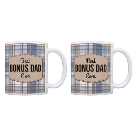 

ThisWear Step Dad Fathers Day Mug Best Step Dad Ever Mug Set 2 Pack Mug Coffee Mugs Blue Plaid