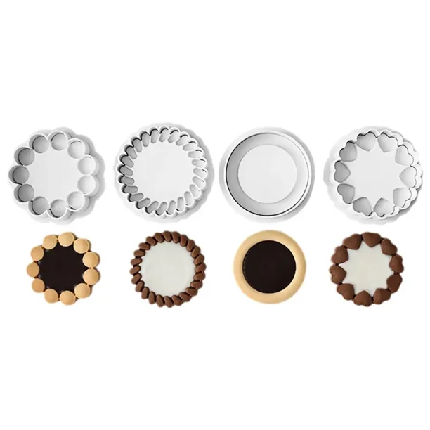Molde cortador de galletas con forma de flor de sándwich de mermelada, decoración de galletas en 3D, sello de Año Nuevo para fondant, suministros para hornear a presión, molde para pasteles A6S8