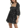 thumbnail image 2 of ZAXARRA Femme Été Sequin Sparkle Robe Demi-Manche Col Carré Dos Découpé une Ligne Robe Courte Robe de Soirée, 2 of 4
