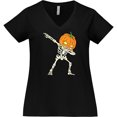 thumbnail image 3 of Inktastic Halloween Dabbing Great Pumpkin Skeleton Women's Plus Size V-Neck T-Shirt, 3 of 5