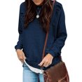 thumbnail image 1 of Women Ripped Crew Neck Long Sleeve High-low Hem Sweatshirt, 1 of 3
