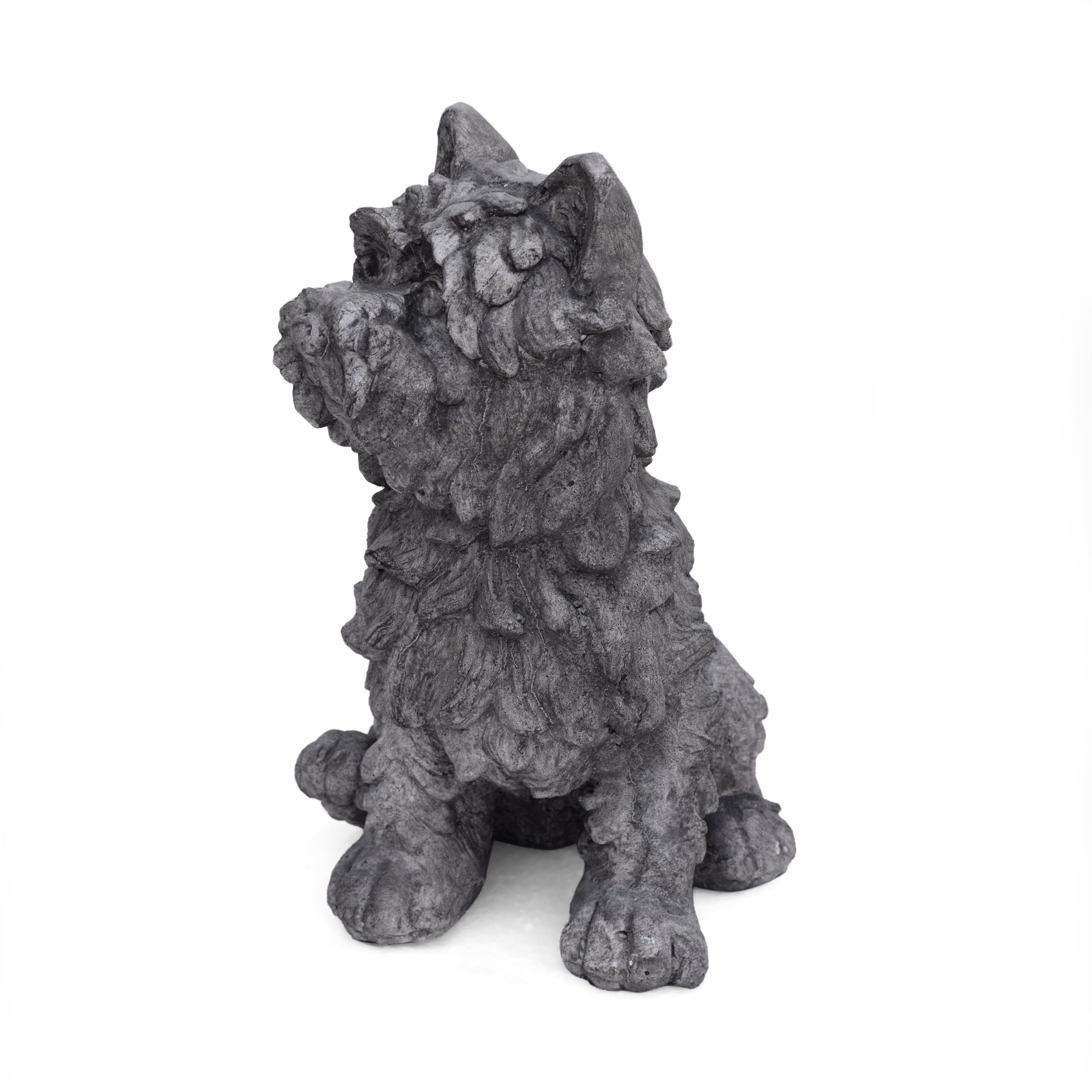Kylen Outdoor Stone Terrier Dog Garden Statue, Antique Gray