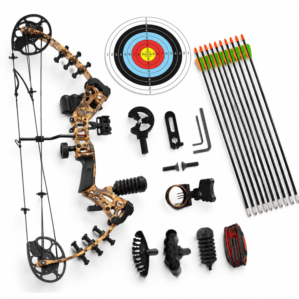 Snake Camo (With Arrows) Compound Bow Set 15-45 Lbs for Teens and Beginners