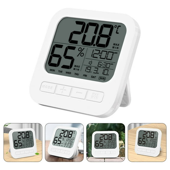 LEORX Digital Indoor Thermometer White Hygrometer with Temperature Humidity Record and Alarm
