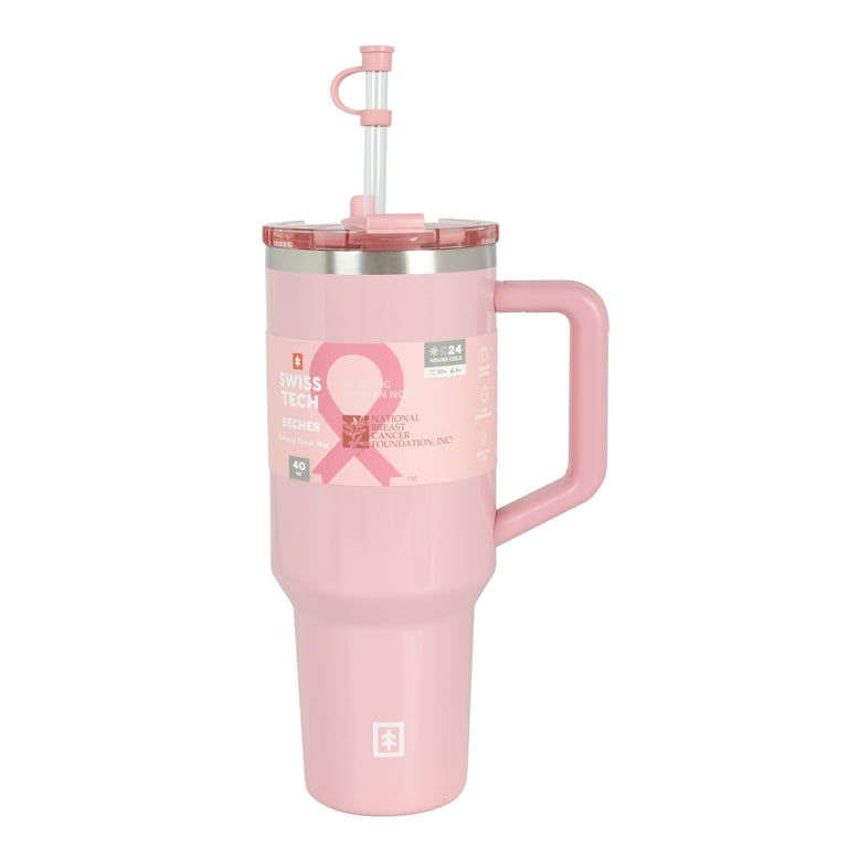 Swiss Tech Insulated Ceramic Tumbler 40 oz Pink Triple Wall