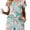06-TD Color Blue, variant on Women's Knit Pajamas Set Ruffle Sleeves Sleepwear Casual 2 Piece Pjs Soft Loungewear with Pockets
