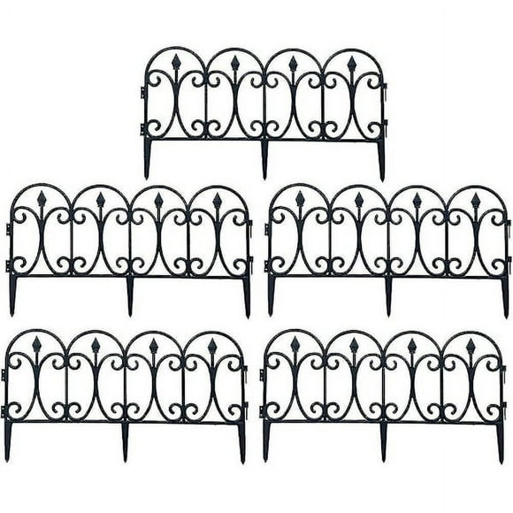 5-pack decorative garden fence, stainless iron, foldable fence for landscape, edging, patio, flowerbed