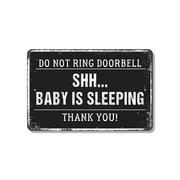Baby Sleeping Do Not Ring Doorbell 8 Inch x 12 Inch Plastic Sign Naps In Session Whisper Please Perfect for Front Doors Nurseries Hallways Fun Gift for New Parents Families Neighbors
