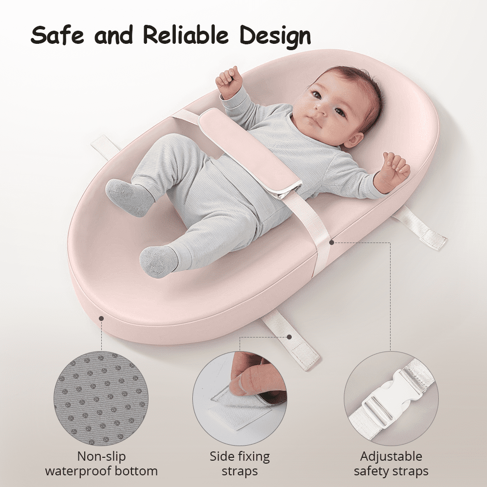 Baby Changing Pad, Caveen Wipeable Baby Changing Station for Diaper Change and Dresser, with Waterproof PU Cover and Non-Slip Bottom, Portable,Pink
