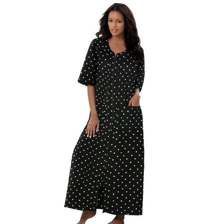 

Dreams & Co. Women s Plus Size Long French Terry Zip-Front Robe Robe